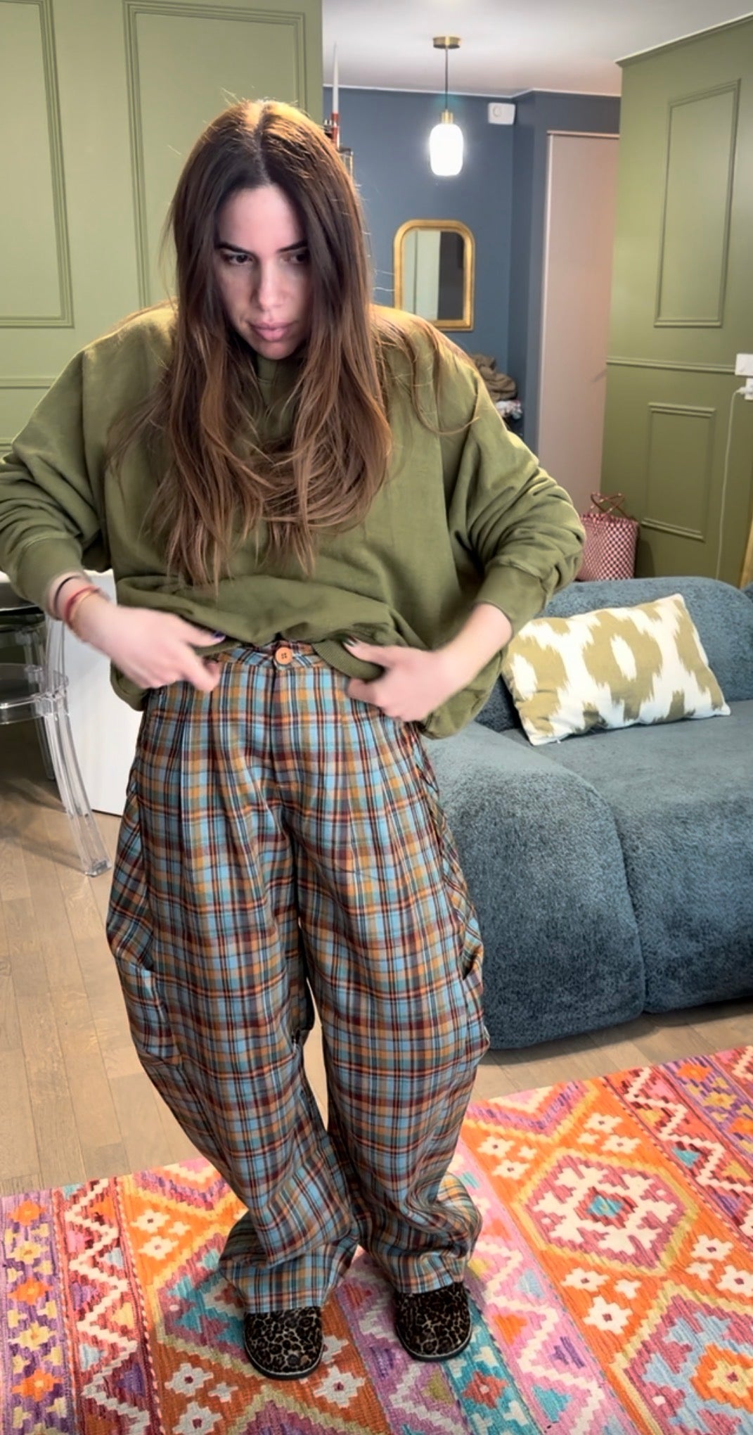 Pantalon BAREL CARREAUX Orange