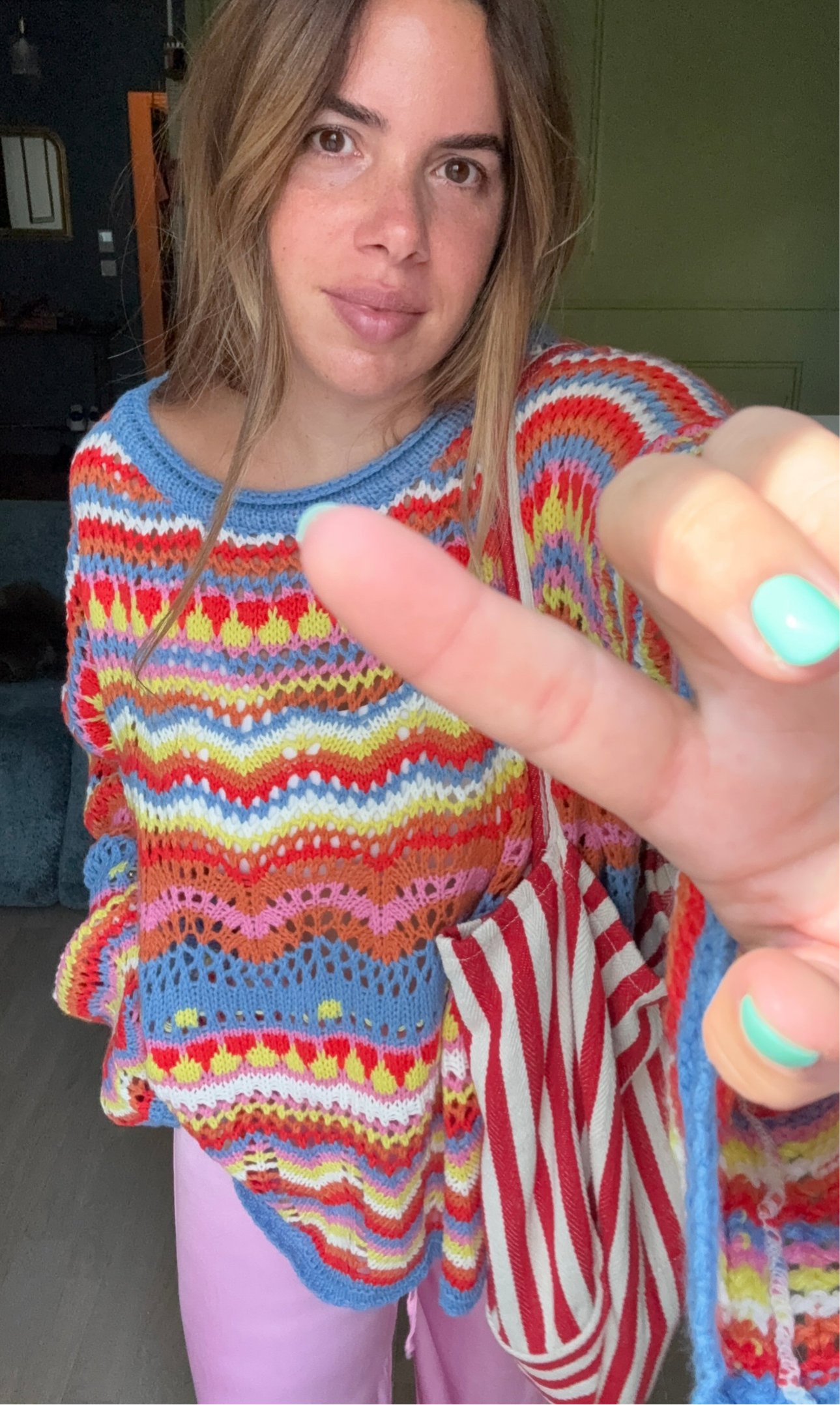 Pull CROCHET Bleu