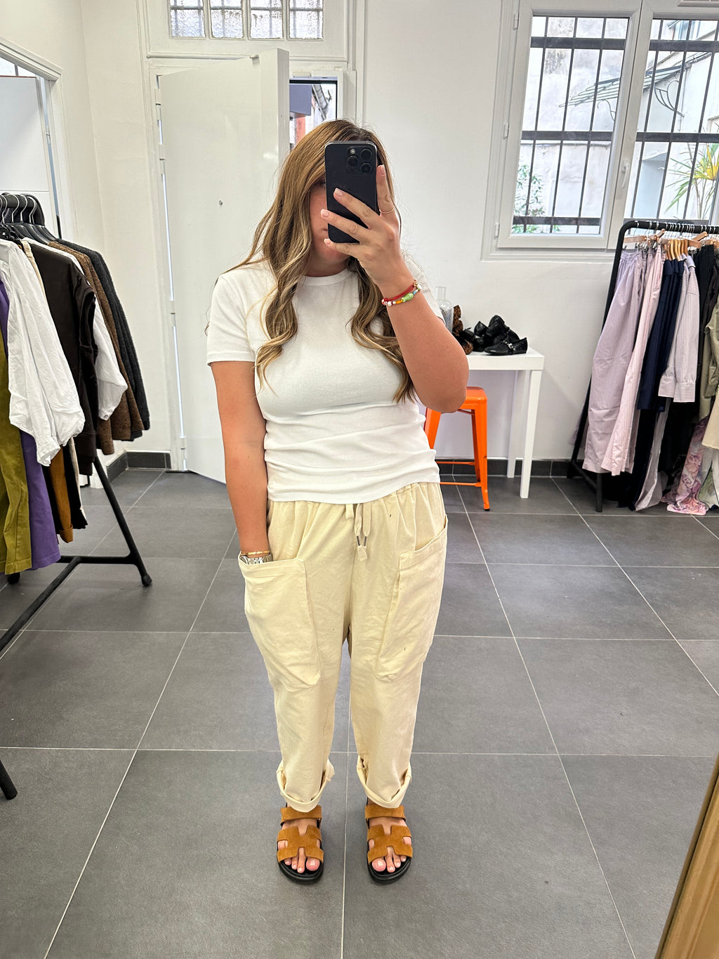 Pantalon CARGO Ecru