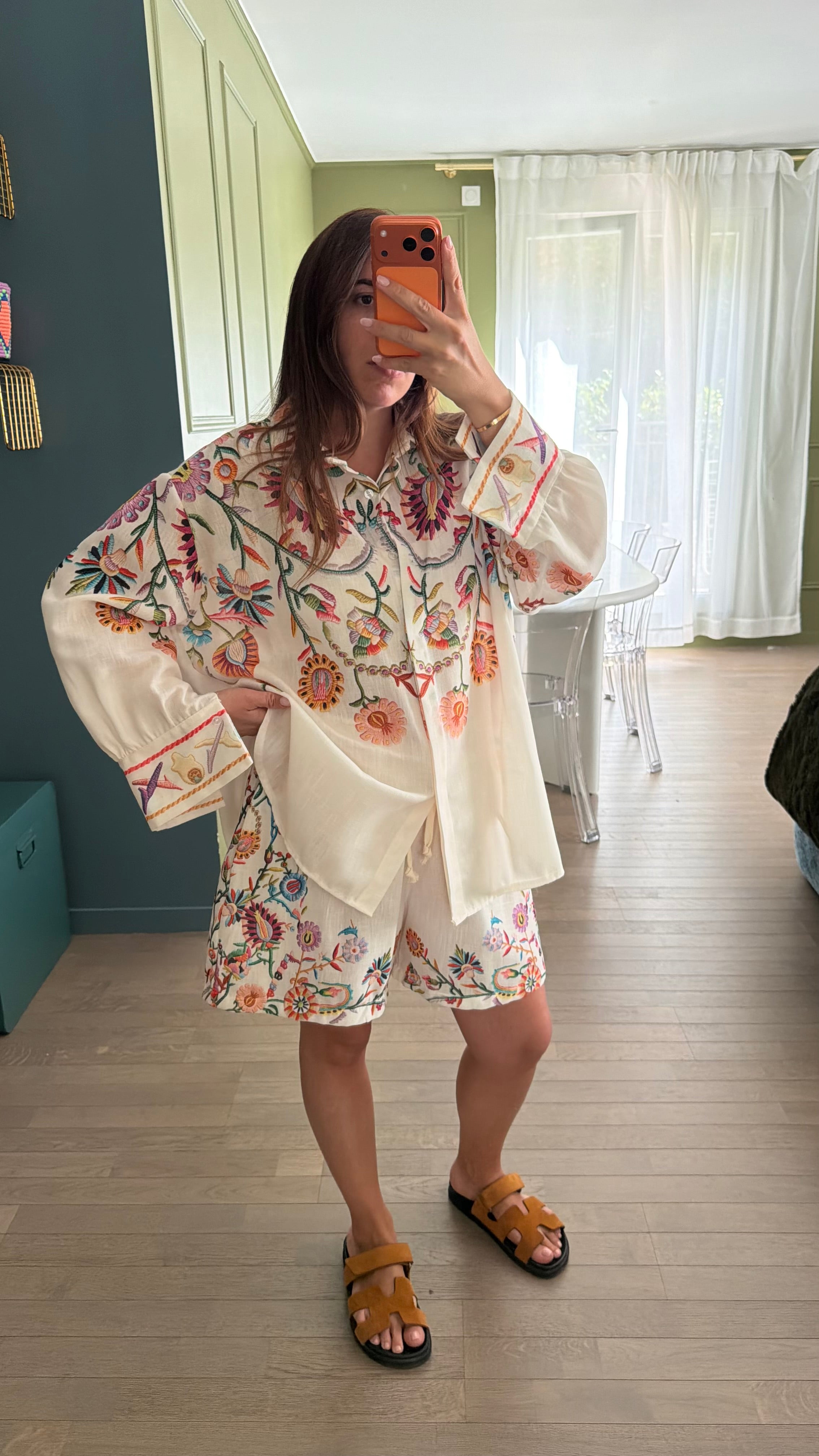 Ensemble écru brodé