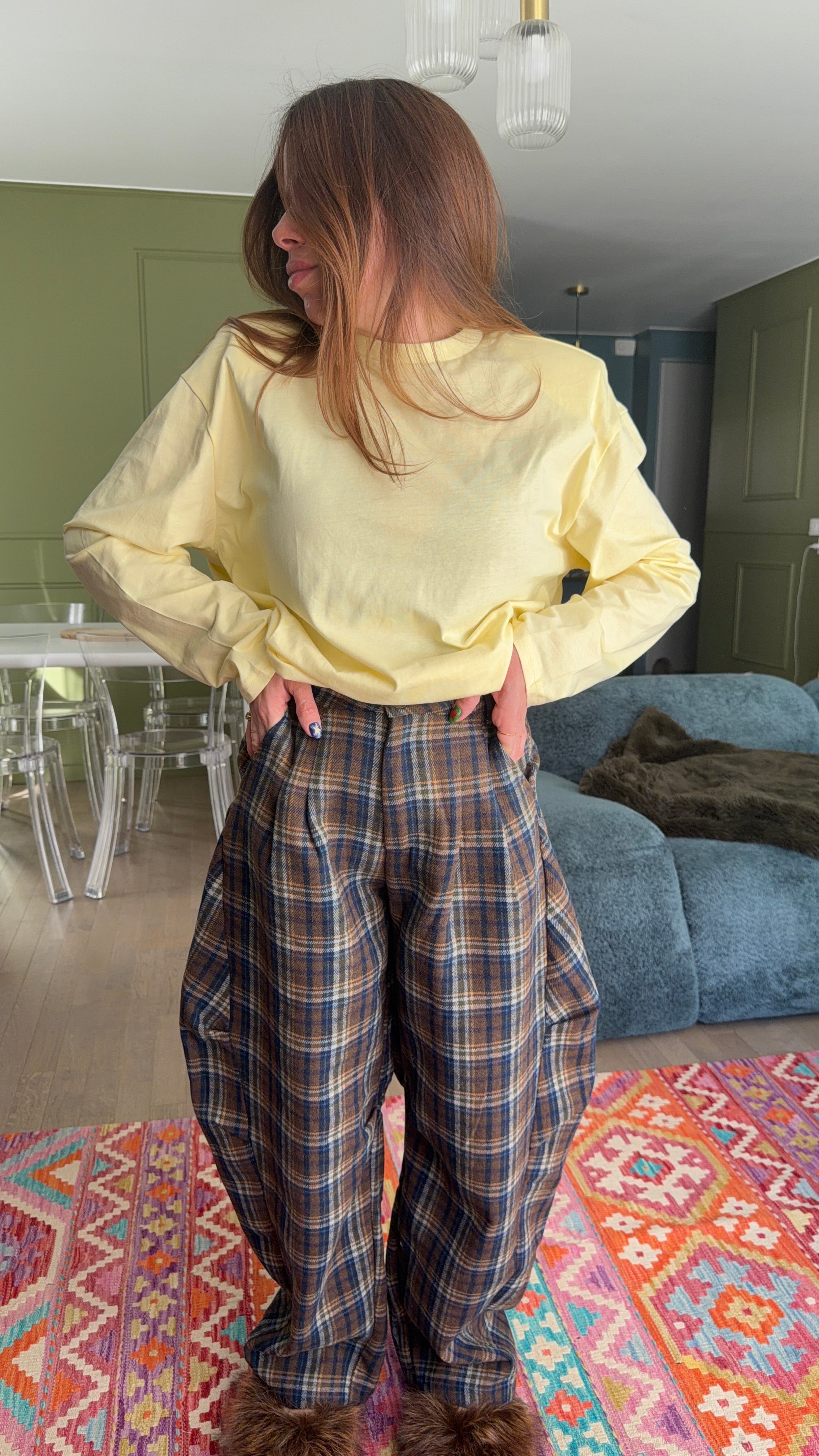 Pantalon BAREL CARREAUX Marron