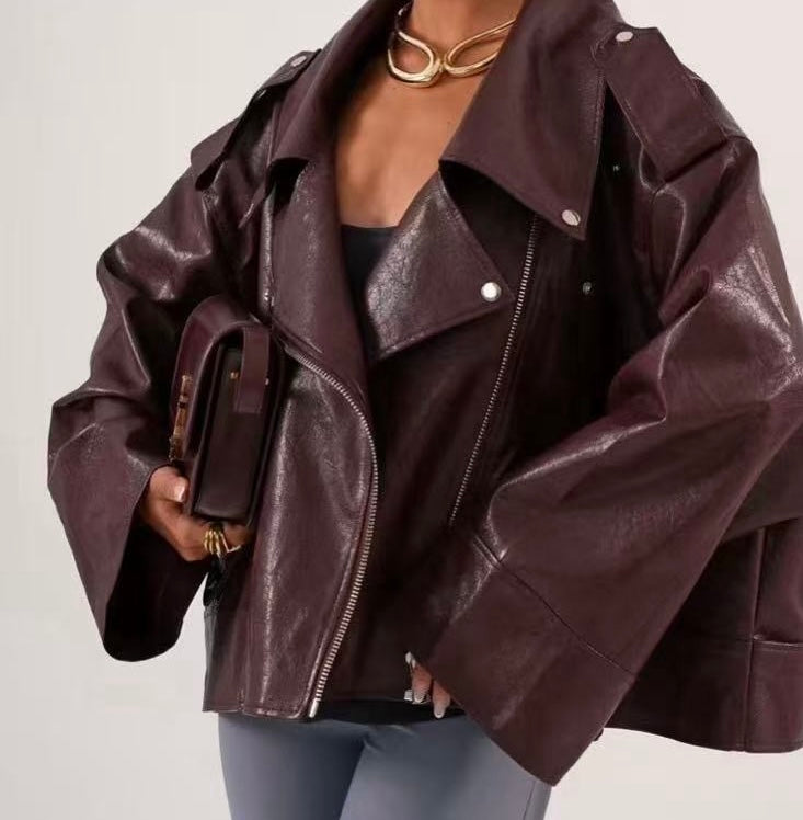 Veste CUIR PU Marron