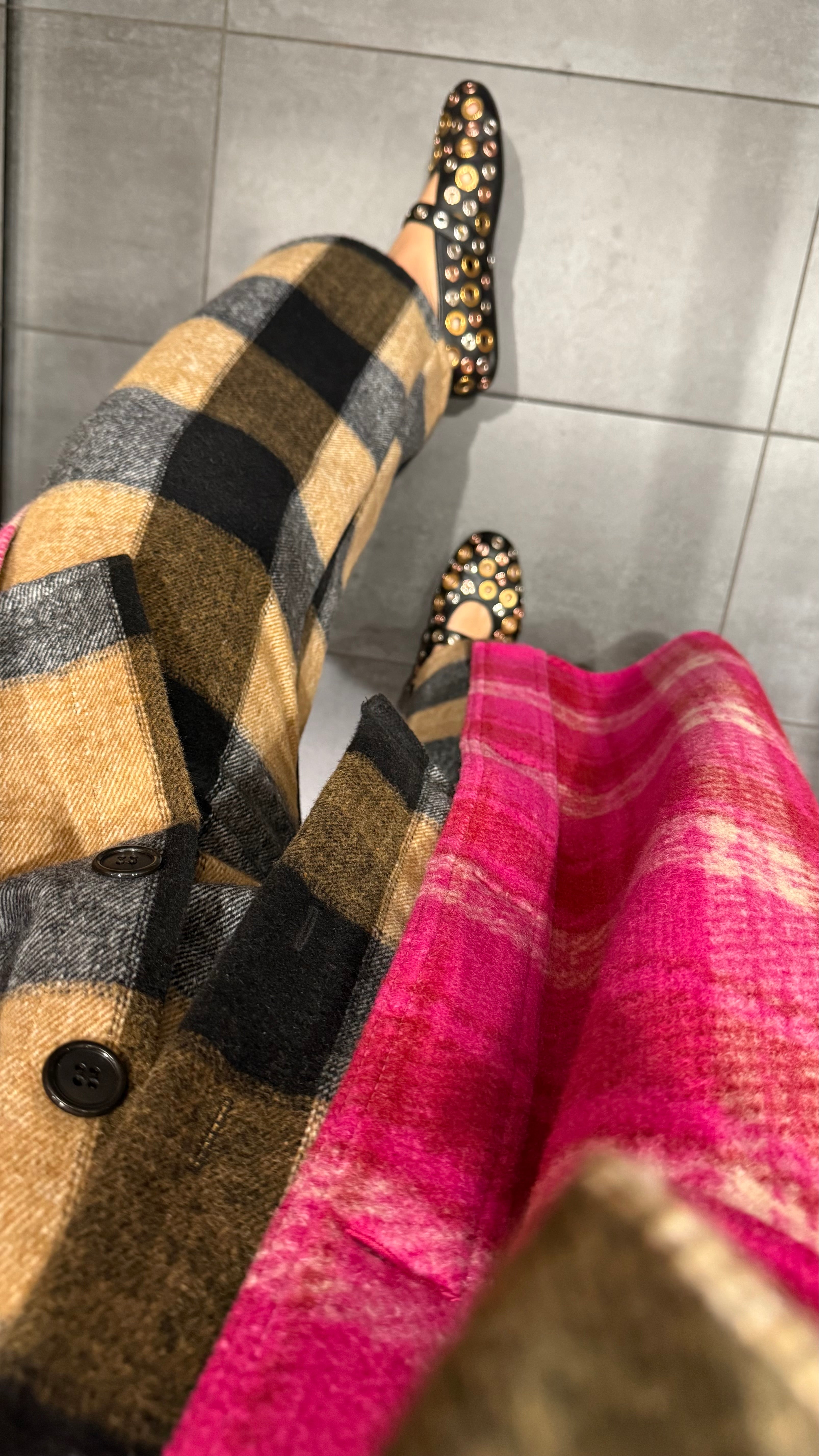 Pantalon ONE Carreaux Camel