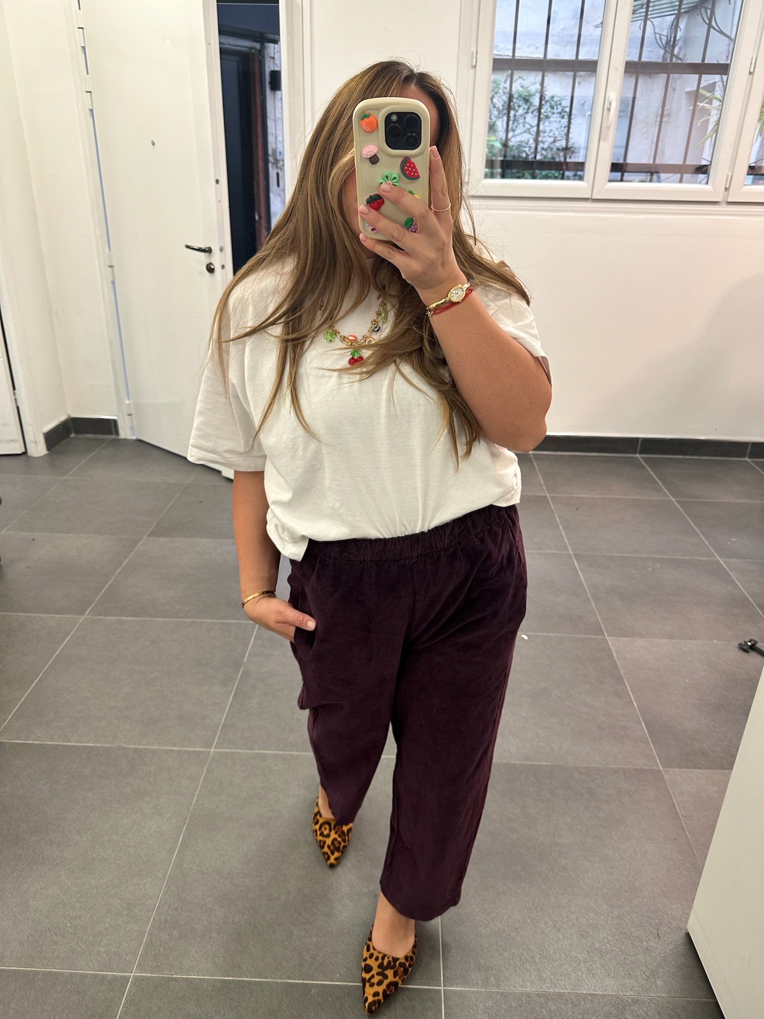 Pantalon JIP VELOUR Bordeaux