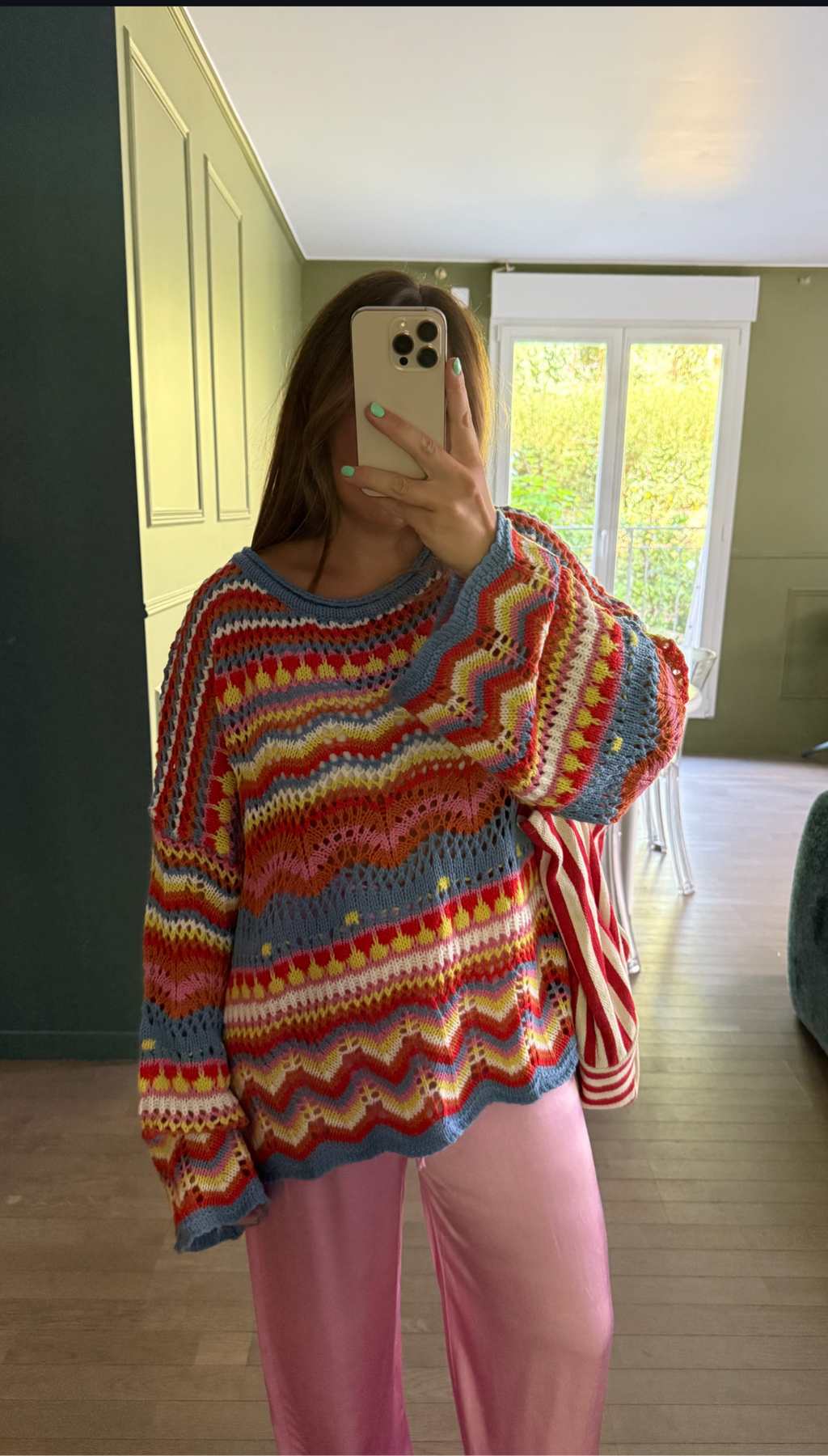 Pull CROCHET Bleu