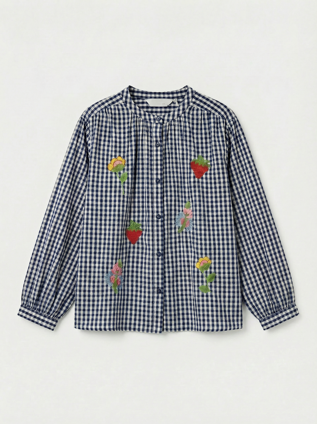 Blouse à carreaux brodée
