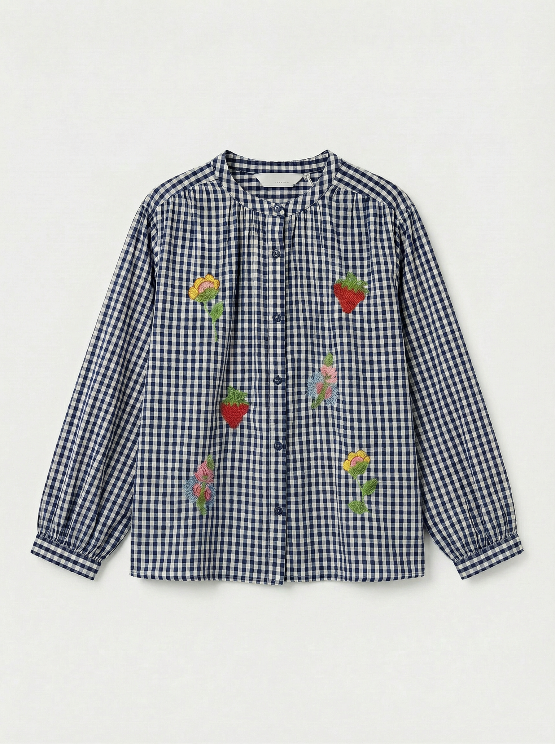 Blouse à carreaux brodée