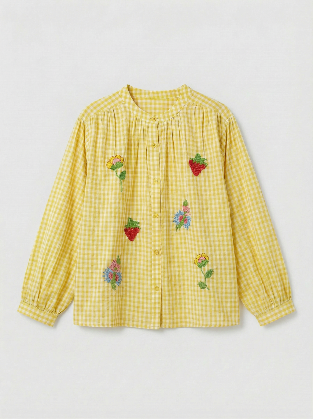 Blouse à carreaux brodée