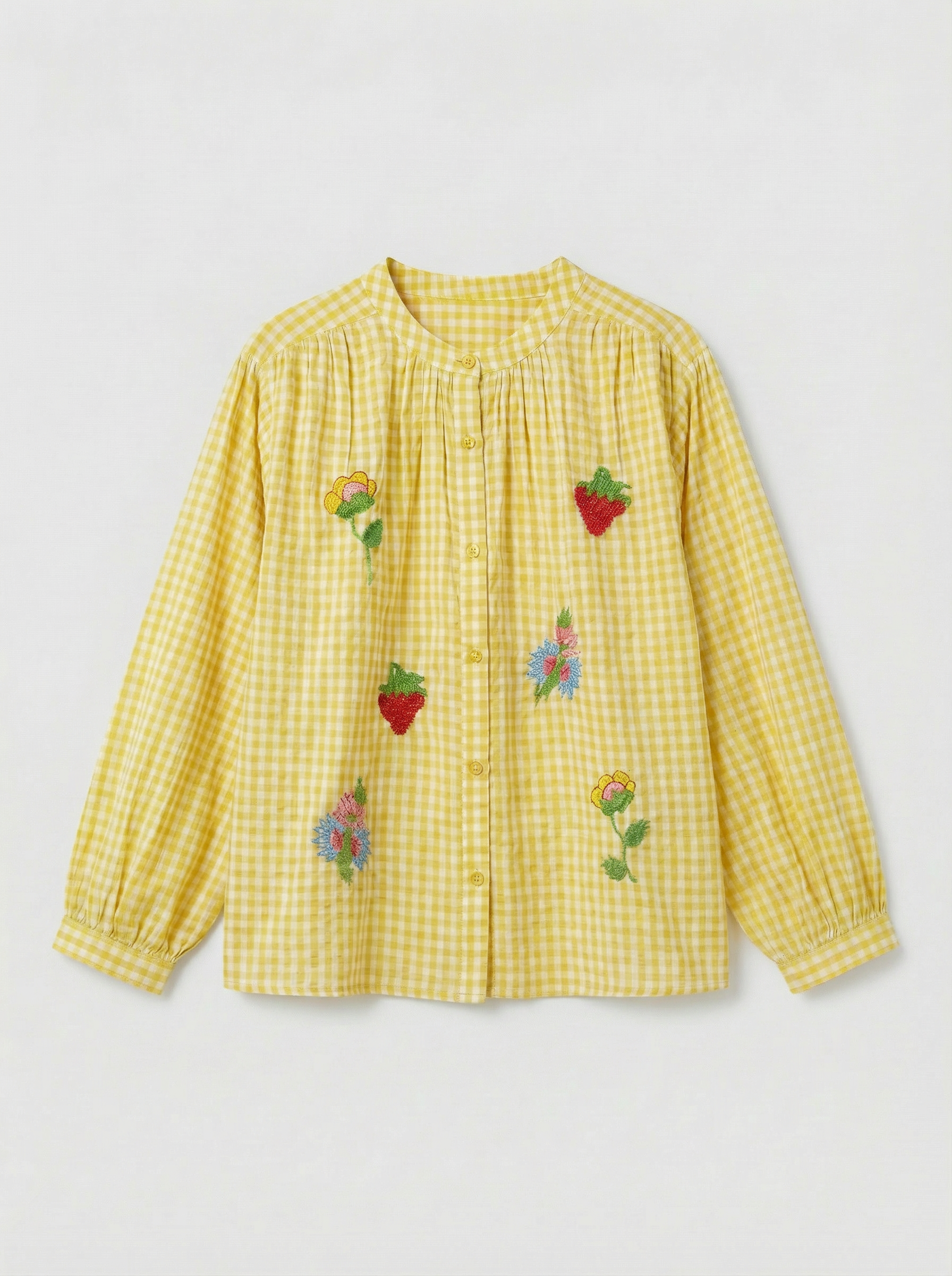 Blouse à carreaux brodée