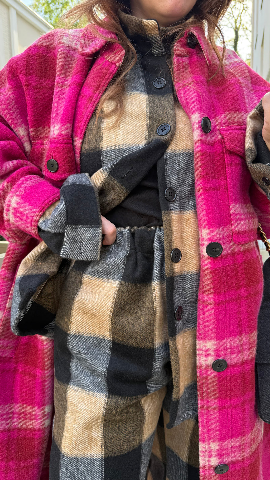 Pantalon ONE Carreaux Camel