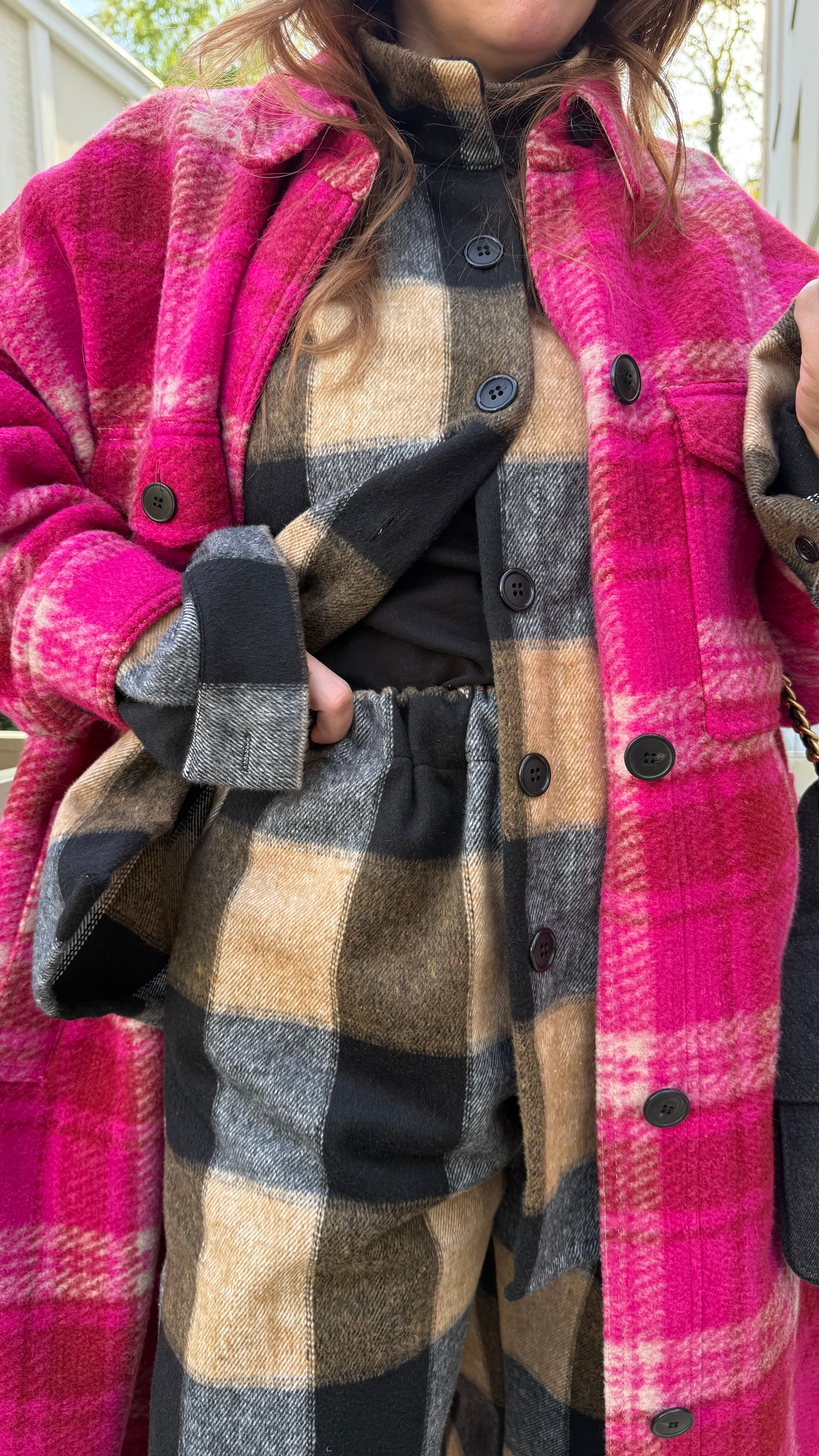 Pantalon ONE Carreaux Camel