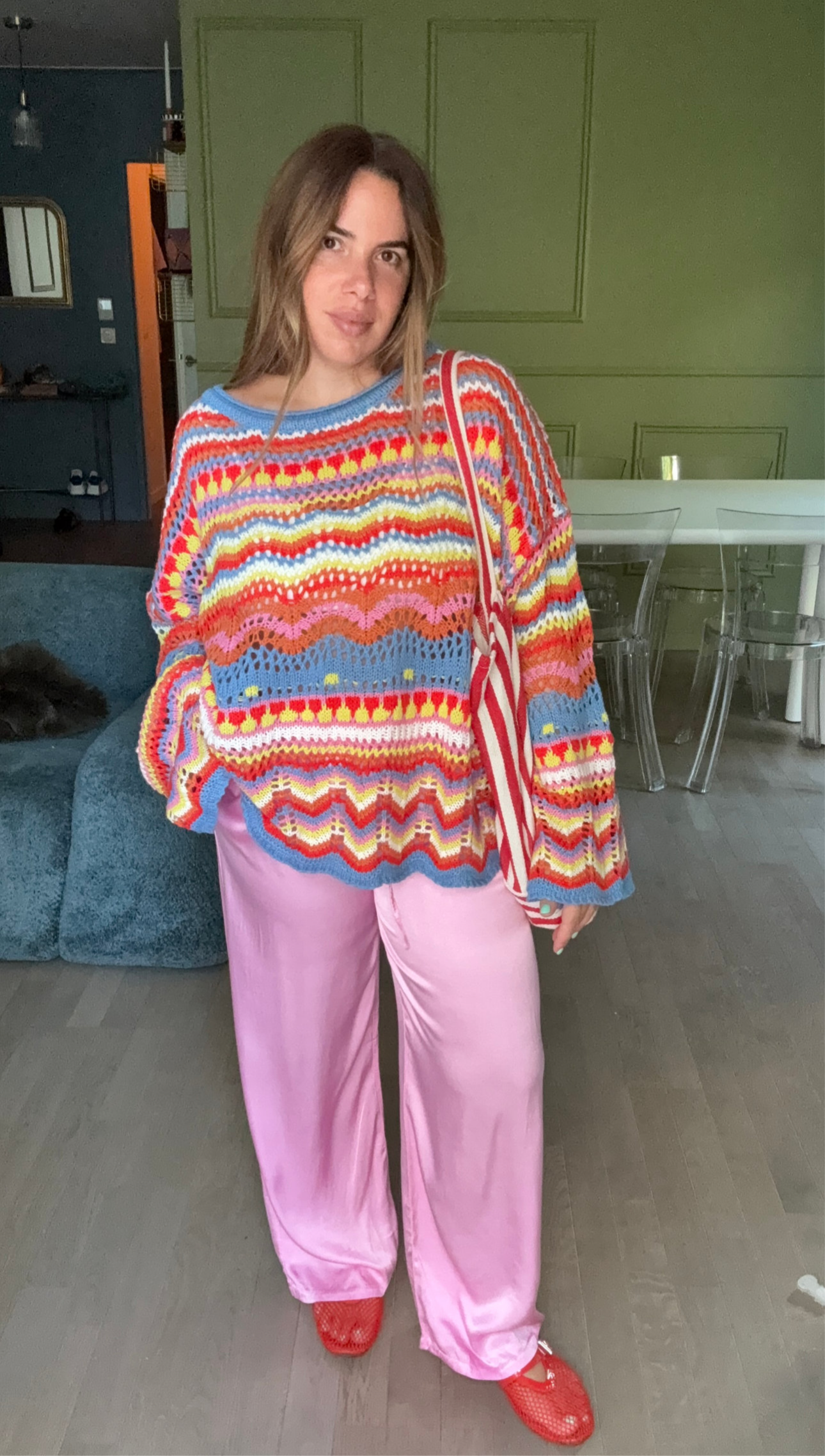 Pull CROCHET Bleu