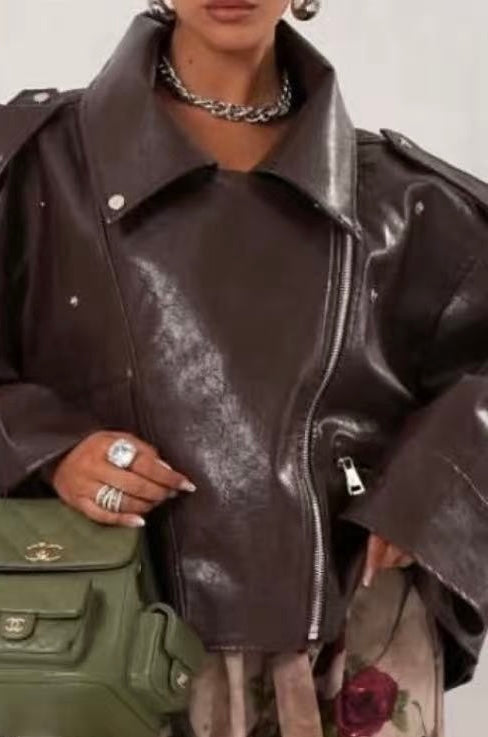 Veste CUIR PU Marron