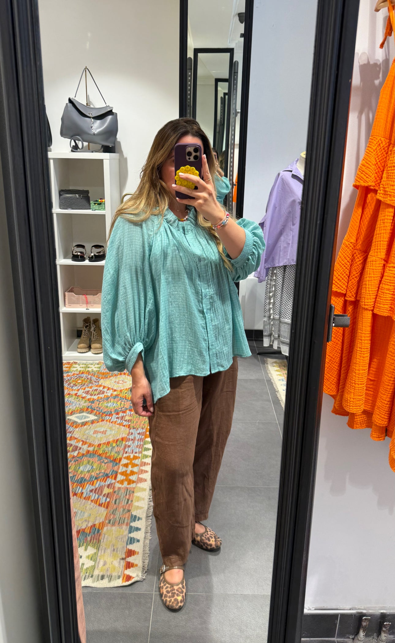Blouse NICE CARREAUX Turquoise