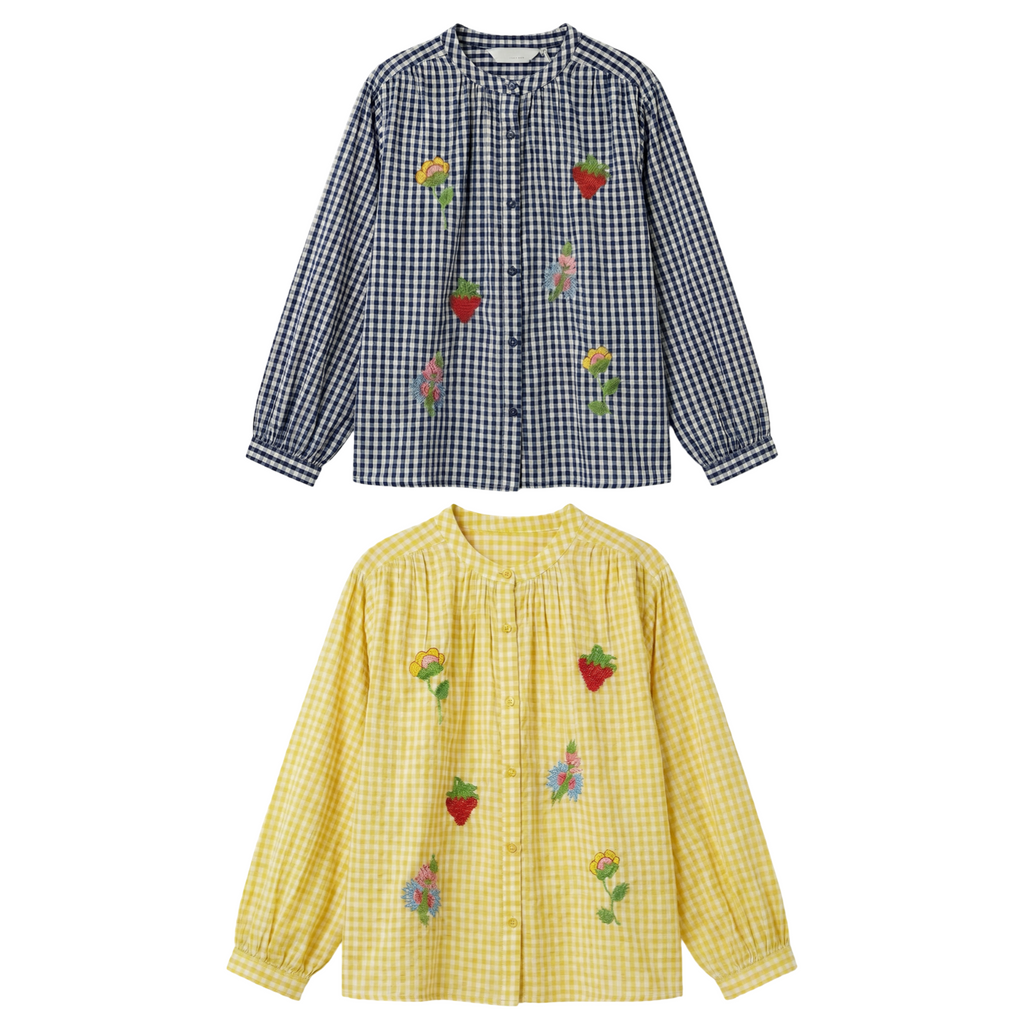 Blouse à carreaux brodée