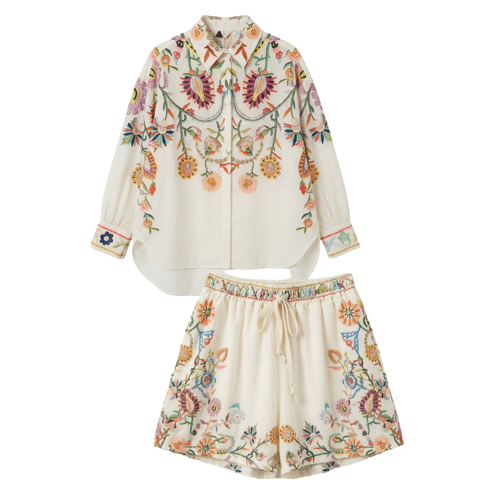 Ensemble écru brodé