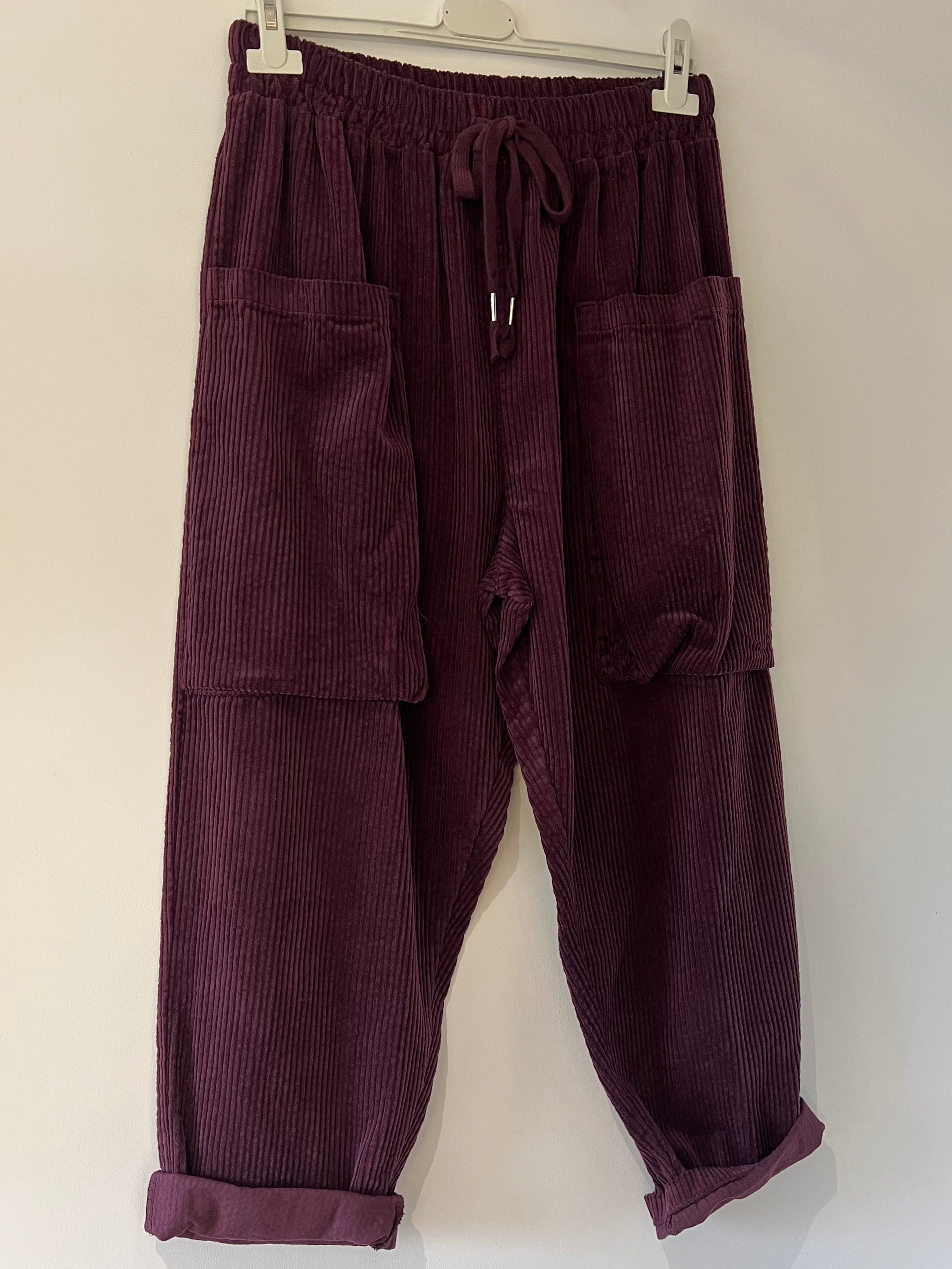Pantalon CARGO COTELÉ Bordeaux