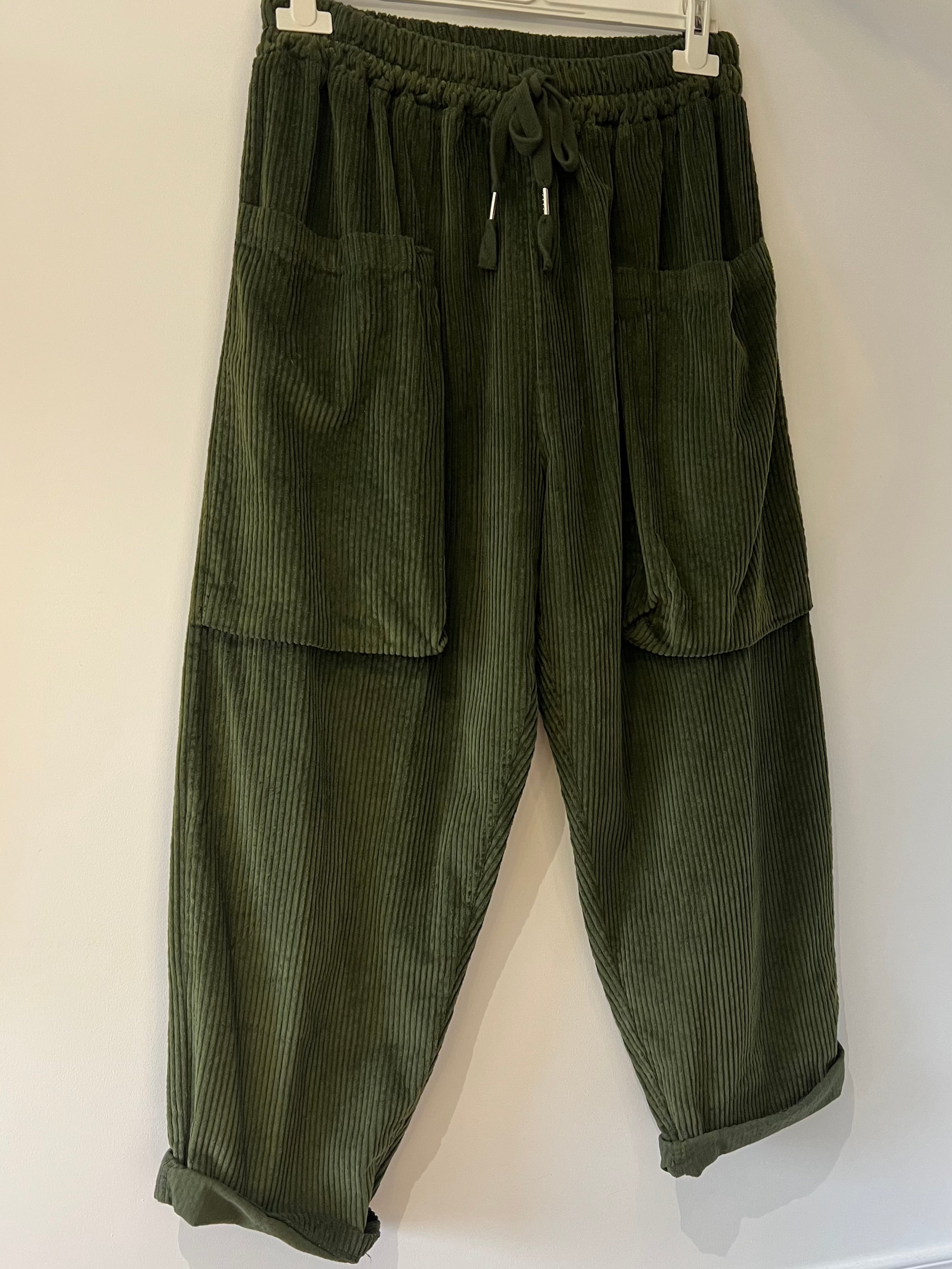 Pantalon CARGO COTELÉ Kaki