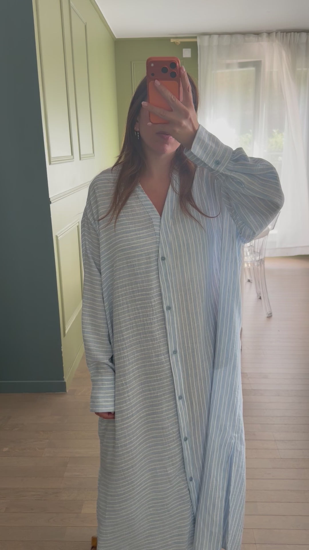 Robe longue boutonnée rayée