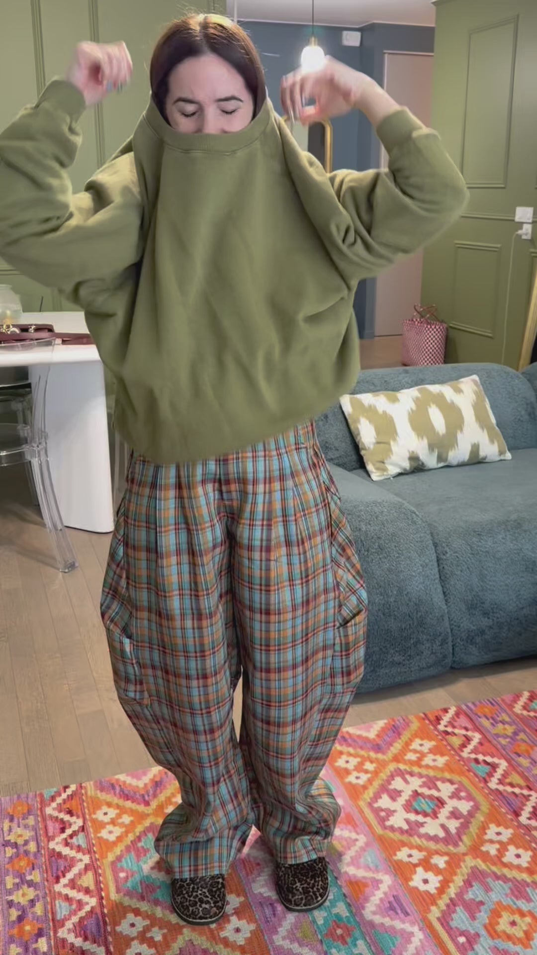 Pantalon BAREL CARREAUX Orange